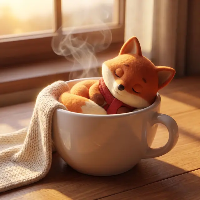 Asleep in a giant coffee cup