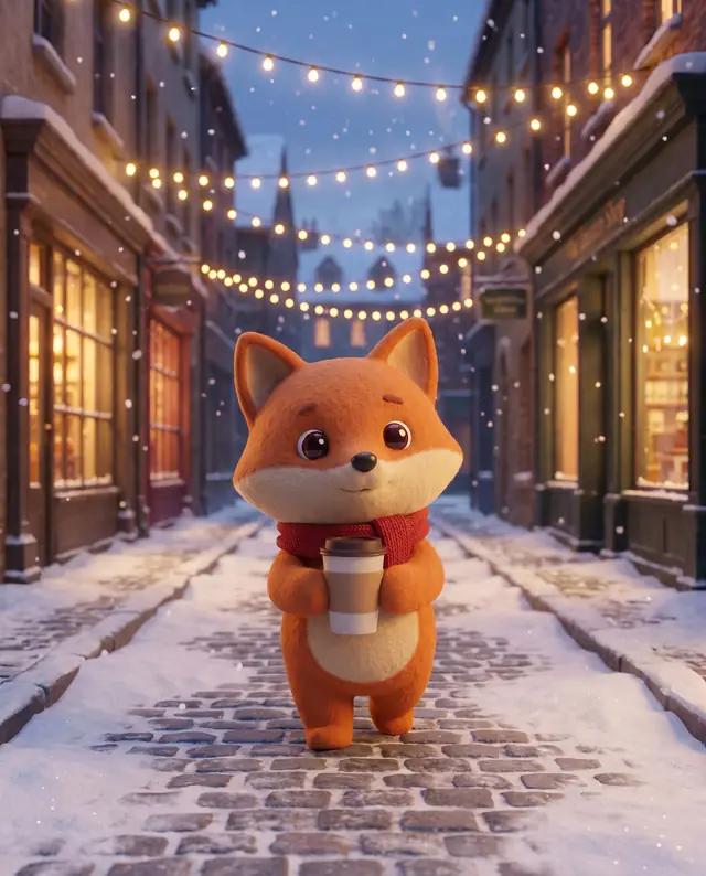 Takeaway coffee on a snowy street