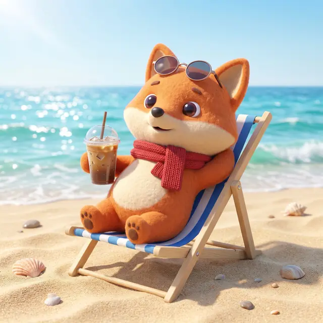 Iced coffee on the beach