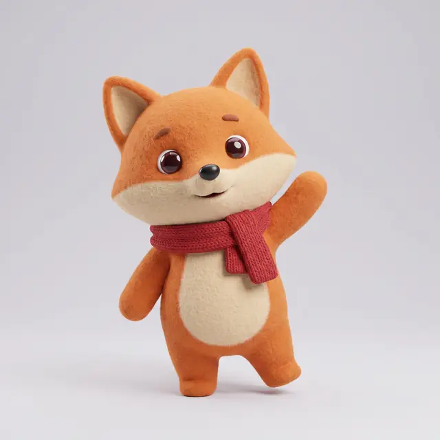 Character design of a fictional coffee-shop fox mascot