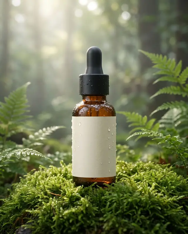 On moss in a misty forest
